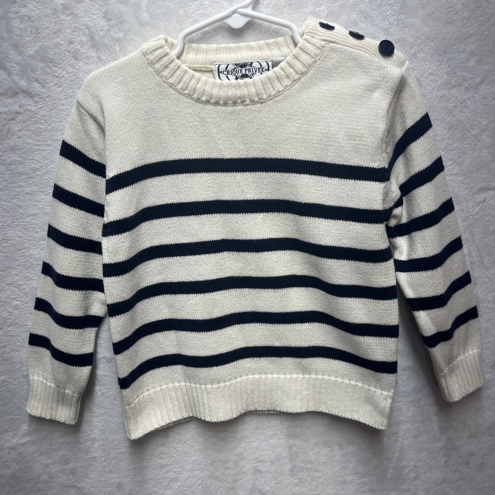 Crique Privee Sweater Toddler Boy 4T Striped French Nautical Knit Fall Winter